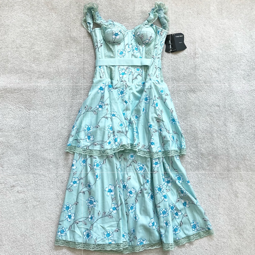 CORSET STORY NWT Tropical Mesh Panel Corset Dress Romantic Feminine Victorian - Picture 16 of 16